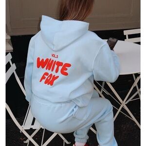 White Fox Light Blue Hoodie